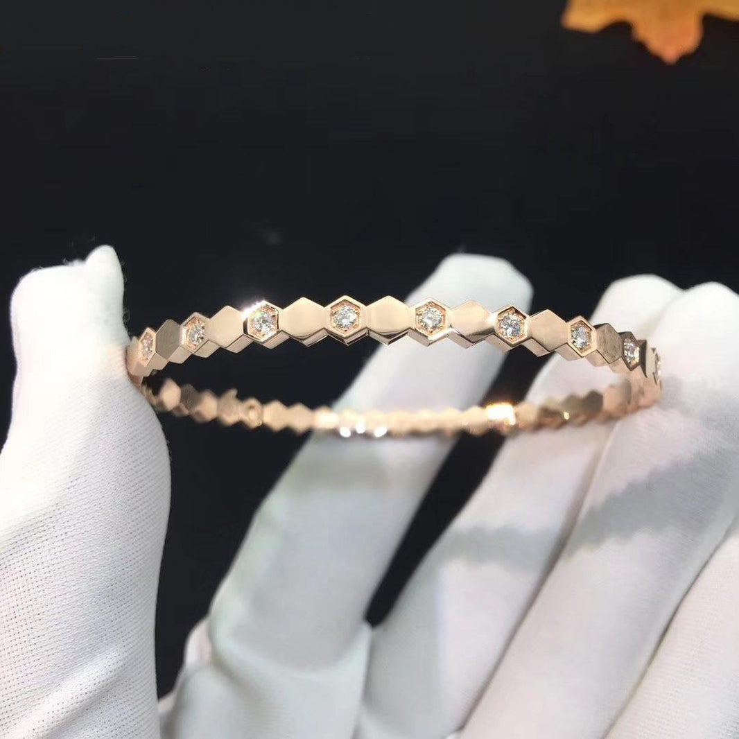 [🌹Rose💎]BEE LOVE PINK GOLD DIAMOND BRACELET