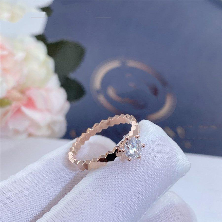 [🌹Rose💎]BEE LOVE RING PINK GOLD 1 DIAMOND