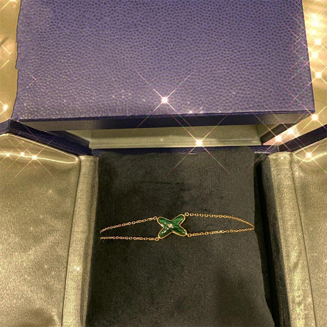 [🌹Rose💎]JEUX BRACELET MALACHITE PINK GOLD 1 DIAMOND