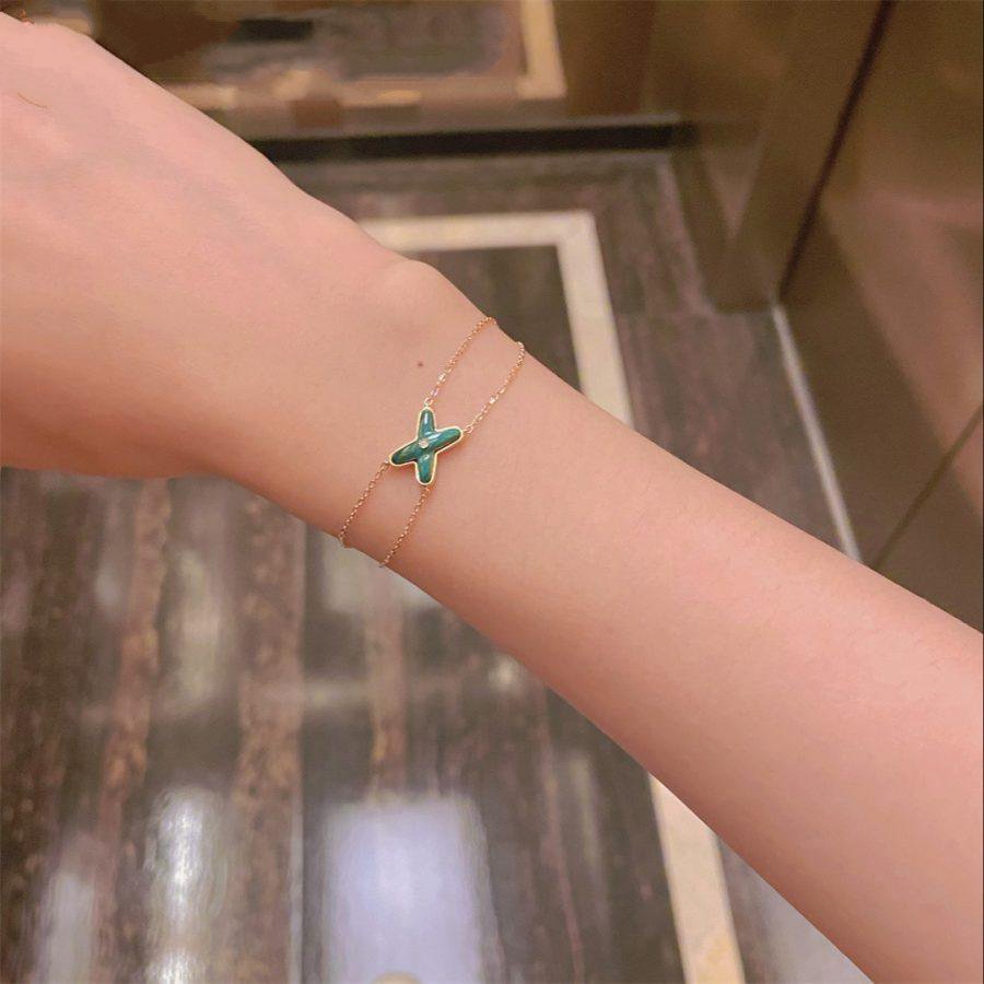 [Rose Jewelrys]JEUX BRACELET MALACHITE PINK GOLD 1 DIAMOND