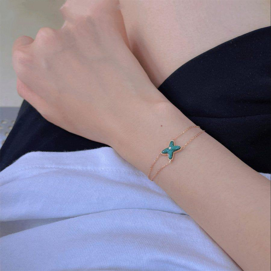 [Rose Jewelrys]JEUX BRACELET MALACHITE PINK GOLD 1 DIAMOND