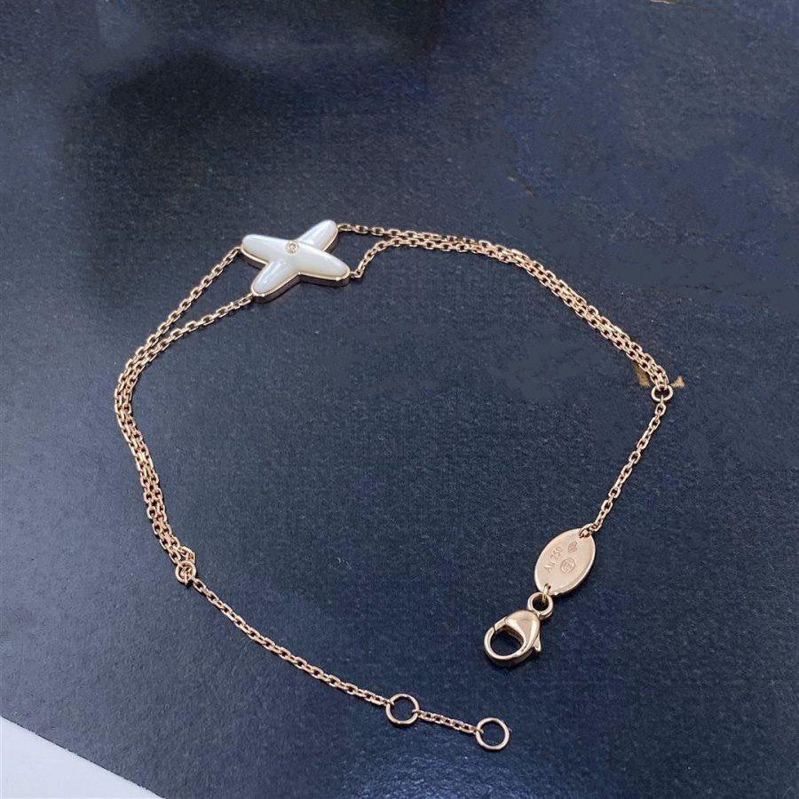 [🌹Rose💎]JEUX BRACELET WHITE MOP PINK GOLD 1 DIAMOND