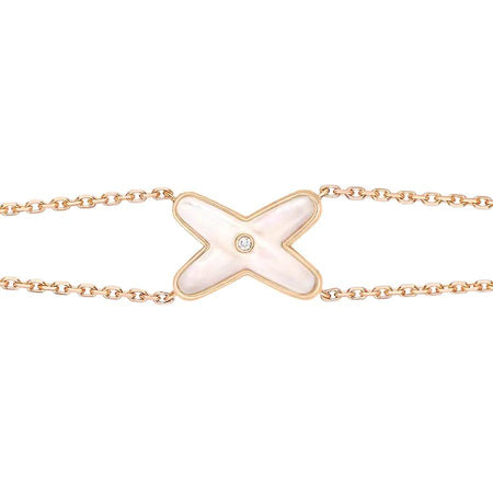 [🌹Rose💎]JEUX BRACELET WHITE MOP PINK GOLD 1 DIAMOND