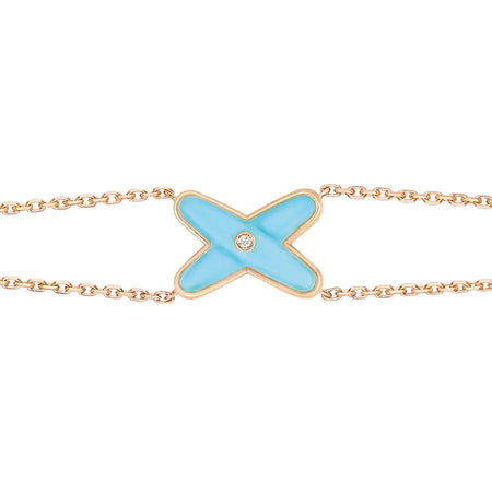 [🌹Rose💎]JEUX BRACELET TURQUOISE PINK GOLD 1 DIAMOND