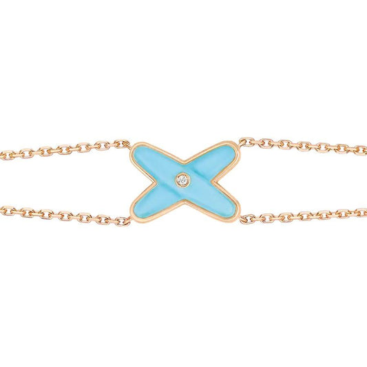 [Rose Jewelrys]JEUX BRACELET TURQUOISE PINK GOLD 1 DIAMOND