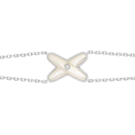 [🌹Rose💎]JEUX BRACELET WHITE MOP SILVER 1 DIAMOND
