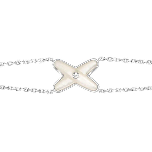 [Rose Jewelrys]JEUX BRACELET WHITE MOP SILVER 1 DIAMOND