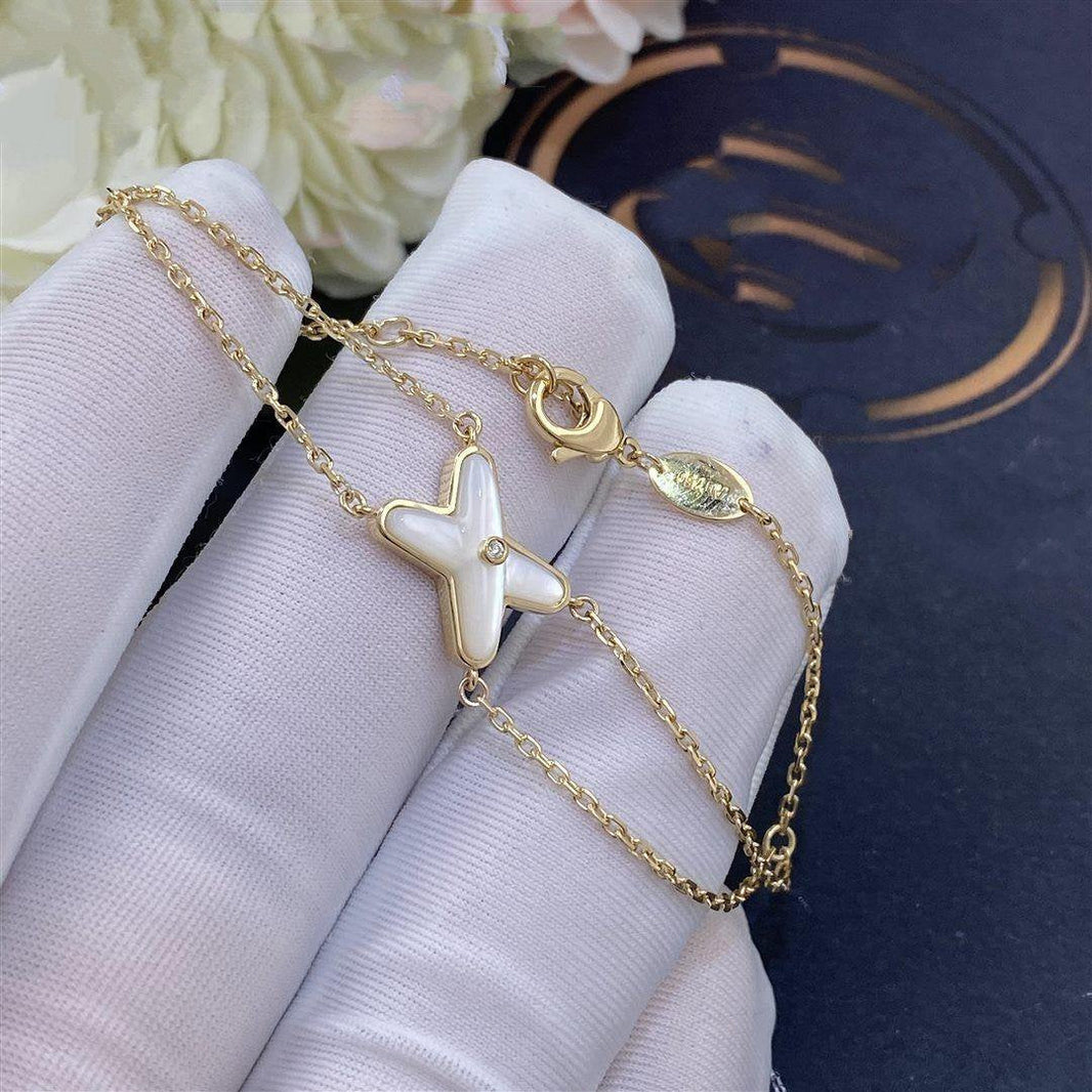 [🌹Rose💎]JEUX BRACELET WHITE MOP GOLD 1 DIAMOND