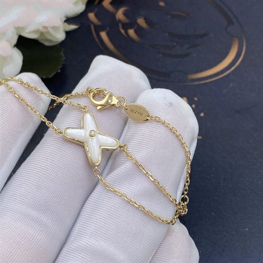 [Rose Jewelrys]JEUX BRACELET WHITE MOP GOLD 1 DIAMOND