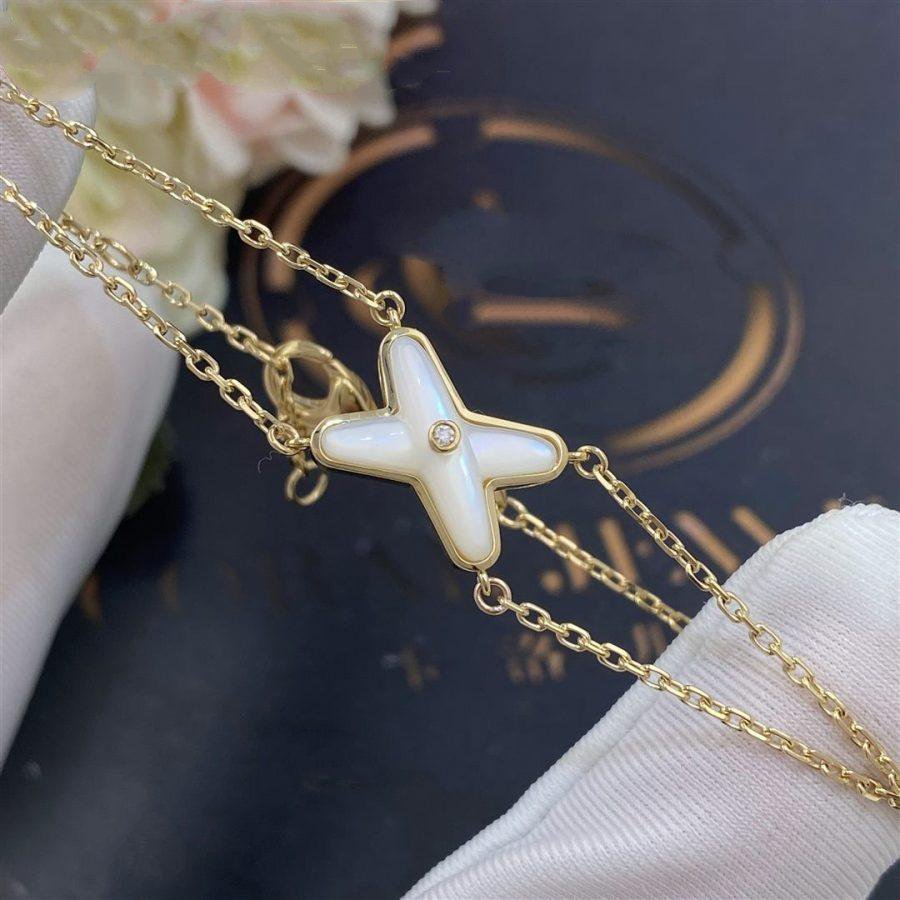 [Rose Jewelrys]JEUX BRACELET WHITE MOP GOLD 1 DIAMOND