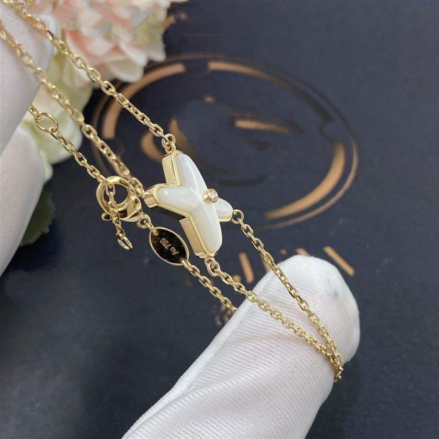 [Rose Jewelrys]JEUX BRACELET WHITE MOP GOLD 1 DIAMOND