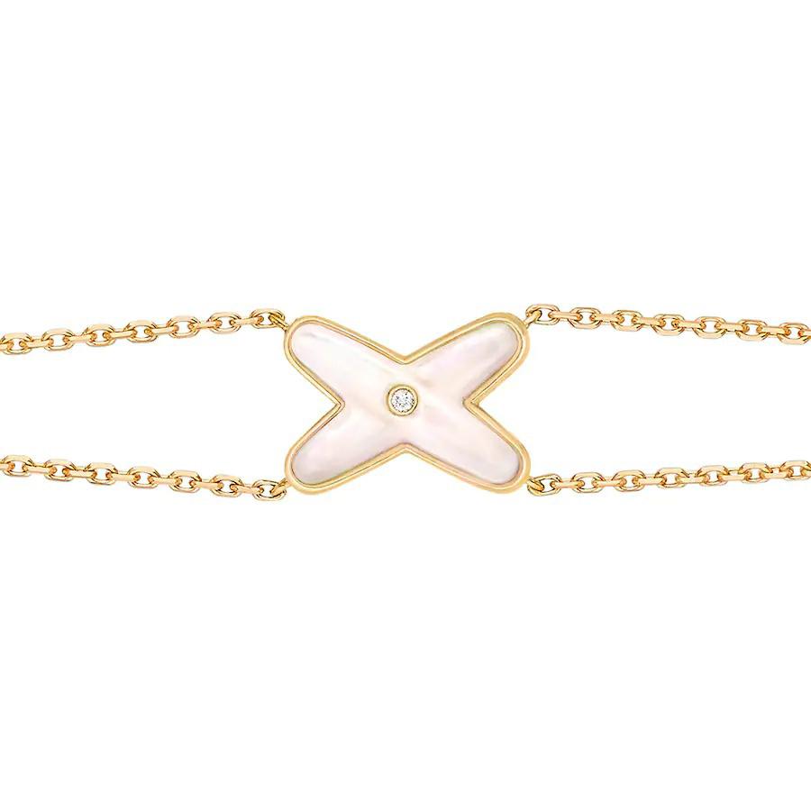 [🌹Rose💎]JEUX BRACELET WHITE MOP GOLD 1 DIAMOND