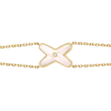 [🌹Rose💎]JEUX BRACELET WHITE MOP GOLD 1 DIAMOND