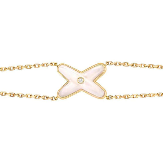 [Rose Jewelrys]JEUX BRACELET WHITE MOP GOLD 1 DIAMOND