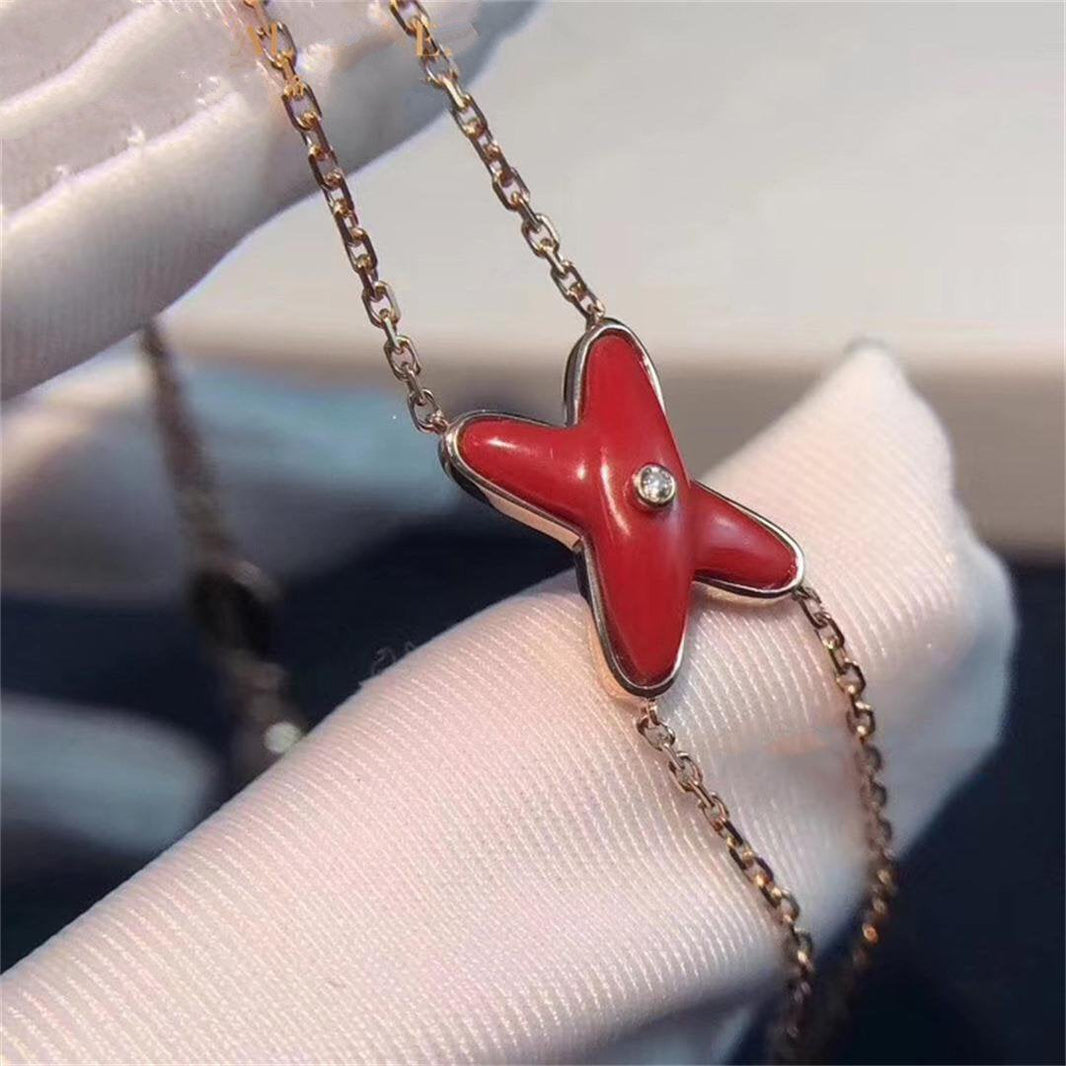 [🌹Rose💎]JEUX BRACELET CARNELIAN PINK GOLD 1 DIAMOND
