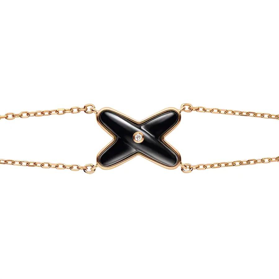 [Rose Jewelrys]JEUX BRACELET ONYX PINK GOLD 1 DIAMOND