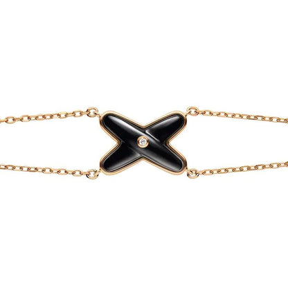 [Rose Jewelrys]JEUX BRACELET ONYX PINK GOLD 1 DIAMOND