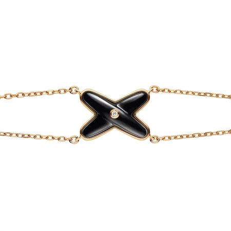 [🌹Rose💎]JEUX BRACELET ONYX PINK GOLD 1 DIAMOND