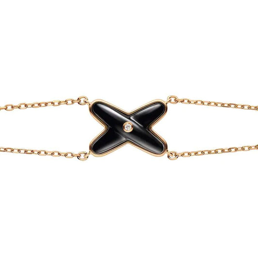[Rose Jewelrys]JEUX BRACELET ONYX PINK GOLD 1 DIAMOND