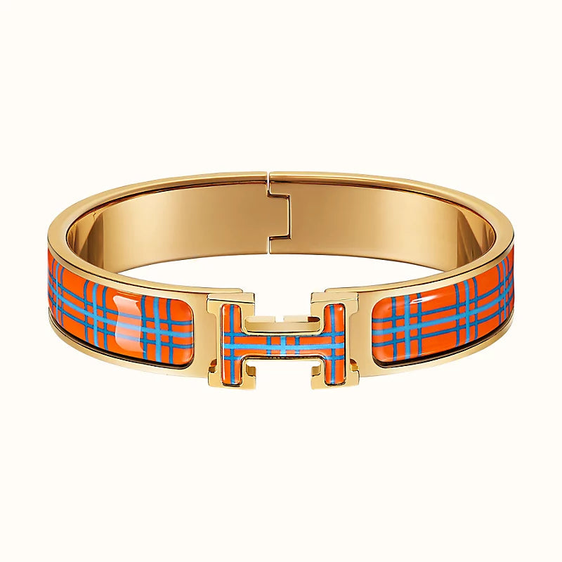 [🌹Rose💎]H TARTAN BRACELET 12MM