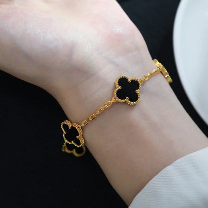 [Rose Jewelrys]CLOVER  5 MOTIFS BLACK ONYX BRACELET
