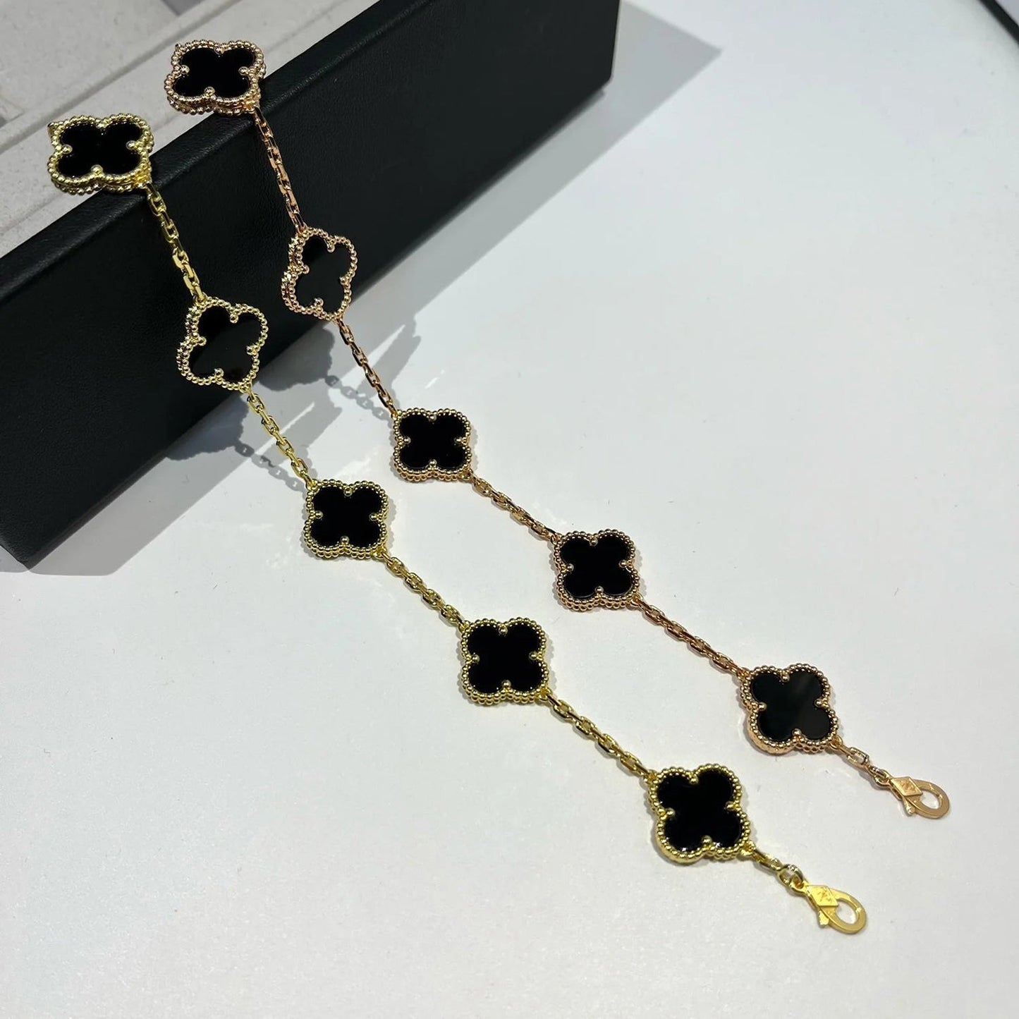 [Rose Jewelrys]CLOVER  5 MOTIFS BLACK ONYX BRACELET