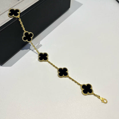 [Rose Jewelrys]CLOVER  5 MOTIFS BLACK ONYX BRACELET