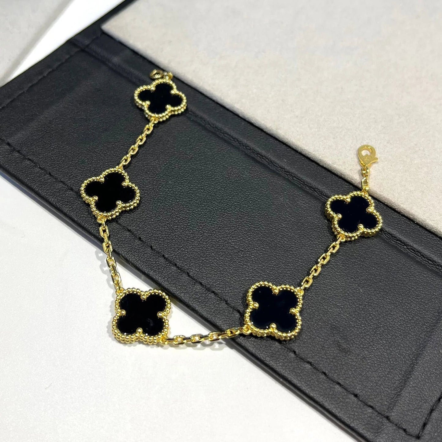 [Rose Jewelrys]CLOVER  5 MOTIFS BLACK ONYX BRACELET