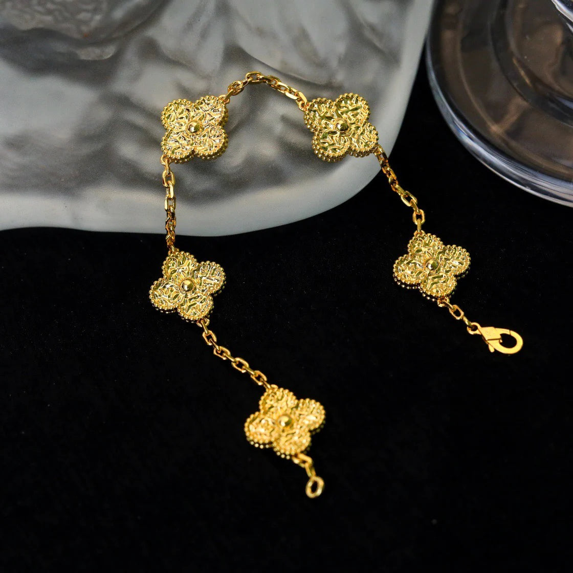 [Rose Jewelrys]CLOVER 5 MOTIFS BRONZING BRACELET