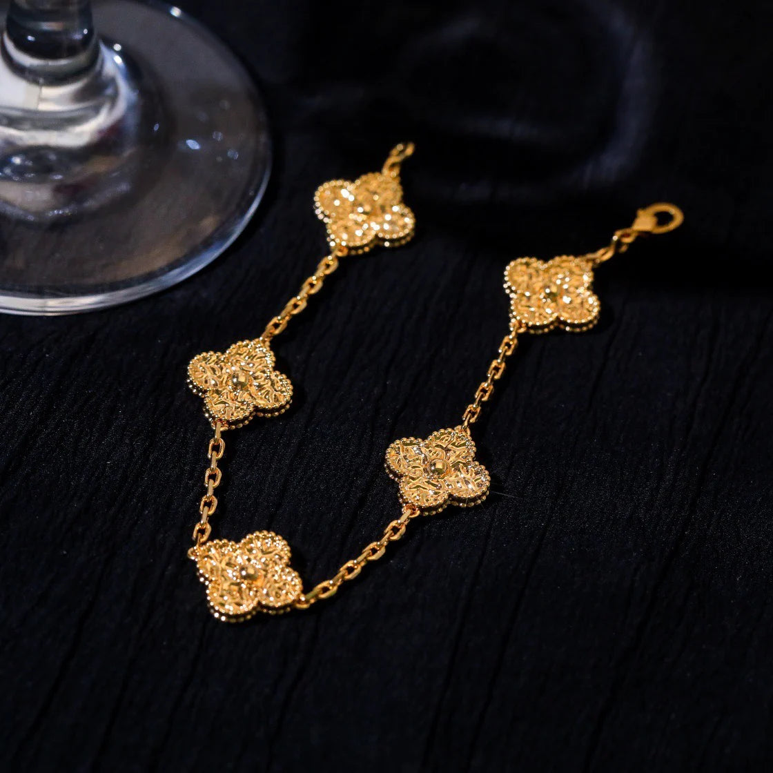 [Rose Jewelrys]CLOVER 5 MOTIFS BRONZING BRACELET