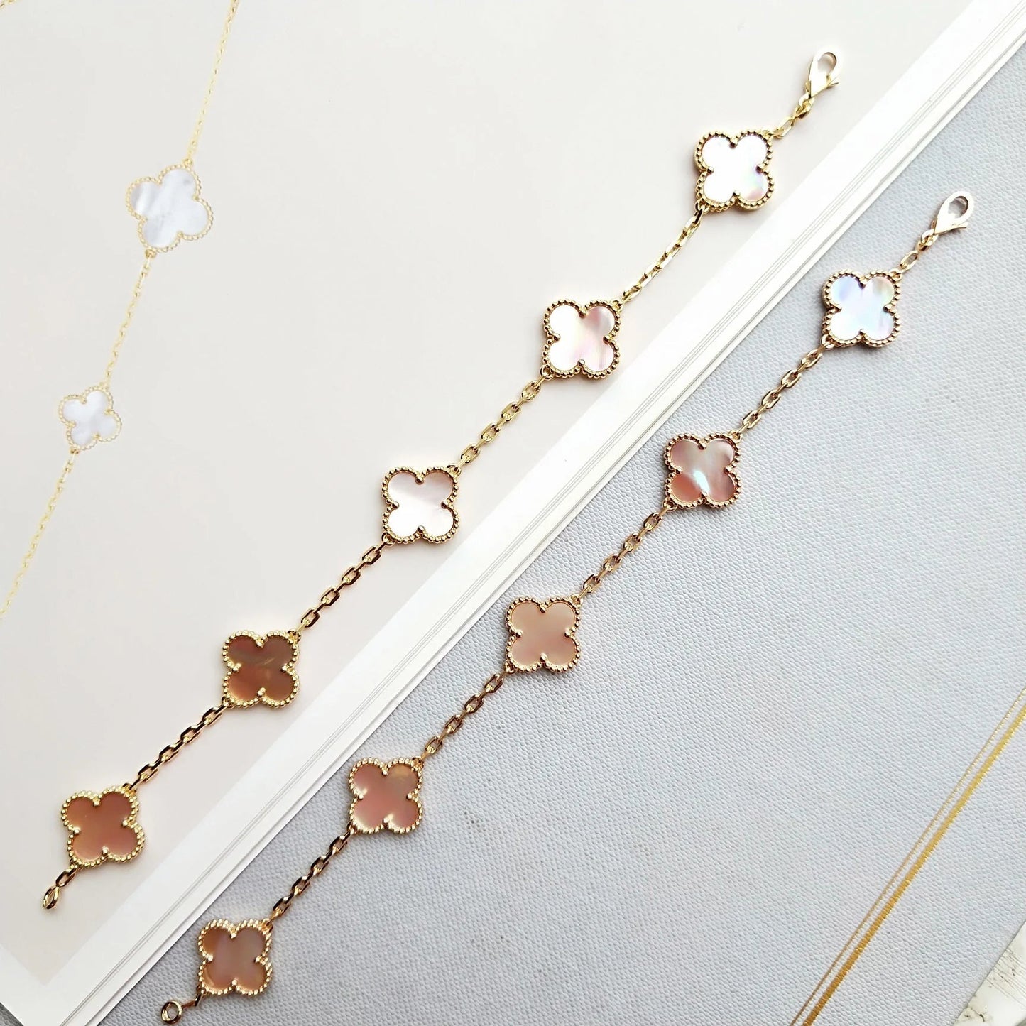 [Rose Jewelrys]CLOVER 5 PINK MOP BRACELET