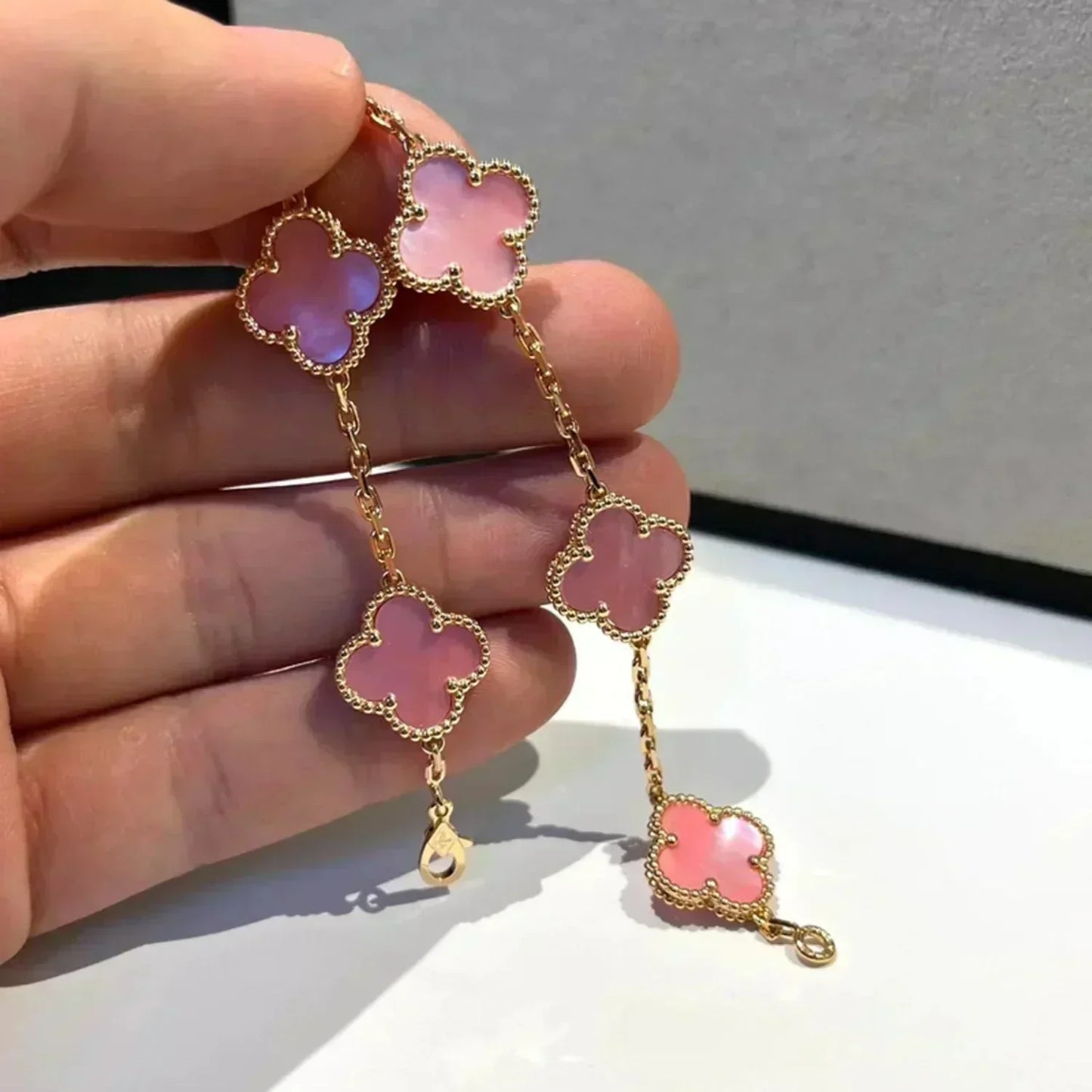 [Rose Jewelrys]CLOVER 5 PINK MOP BRACELET