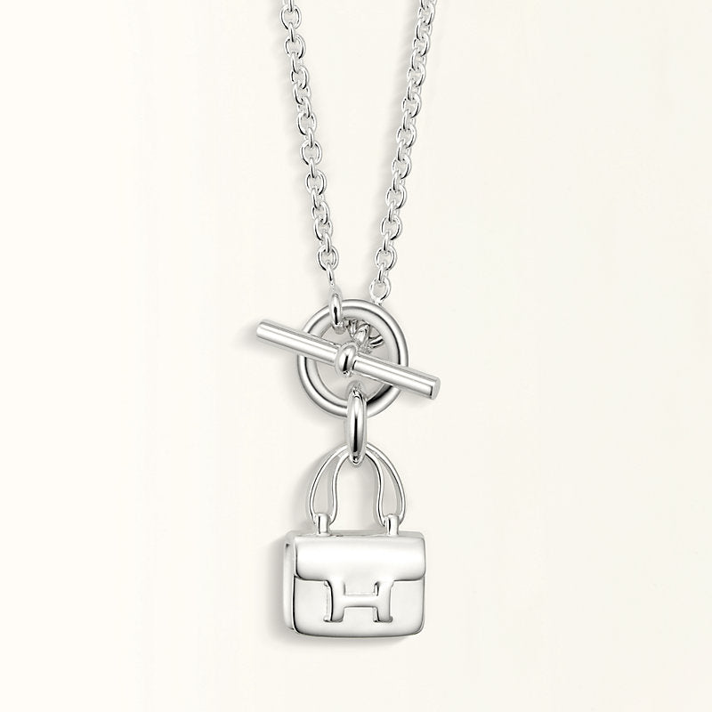 [Rose Jewelrys]POP H PEDANT SILVER NECKLACE