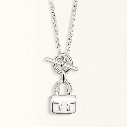 [Rose Jewelrys]POP H PEDANT SILVER NECKLACE