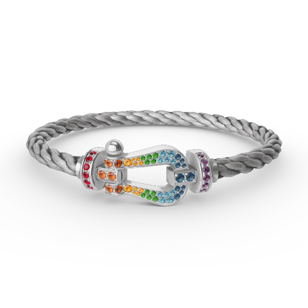 [Rose Jewelrys]FORC LARGE HORSESHOE  COLORED DIAMOND BRACELET SILVER