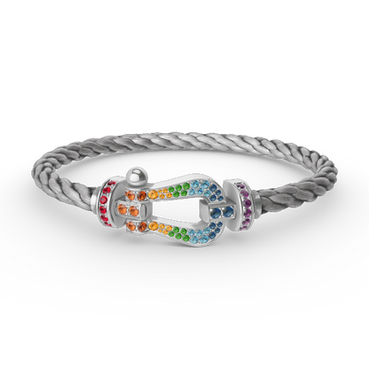 [Rose Jewelrys]FORC LARGE HORSESHOE  COLORED DIAMOND BRACELET SILVER
