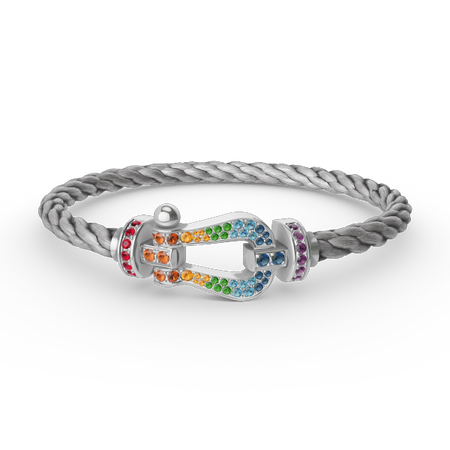 [🌹Rose💎]FORC LARGE HORSESHOE  COLORED DIAMOND BRACELET SILVER