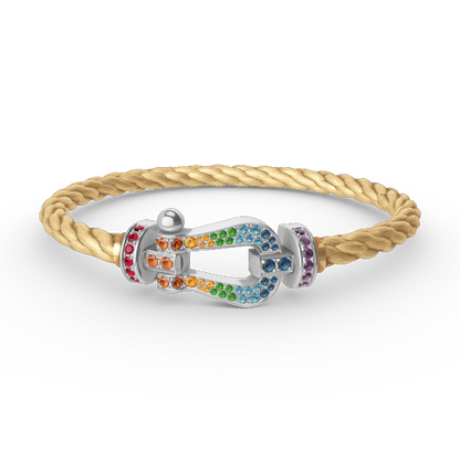 [Rose Jewelrys]FORC LARGE HORSESHOE  COLORED DIAMOND BRACELET SILVER