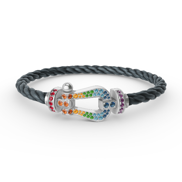 [Rose Jewelrys]FORC LARGE HORSESHOE  COLORED DIAMOND BRACELET SILVER