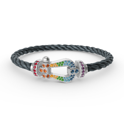[Rose Jewelrys]FORC LARGE HORSESHOE  COLORED DIAMOND BRACELET SILVER