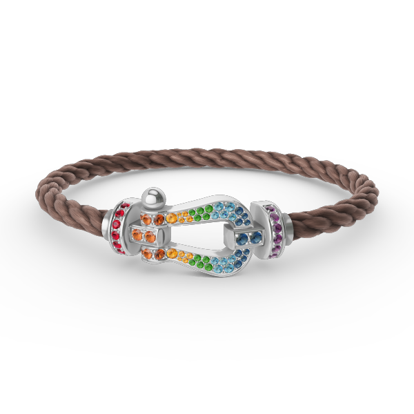 []FORC LARGE HORSESHOE  COLORED DIAMOND BRACELET SILVER