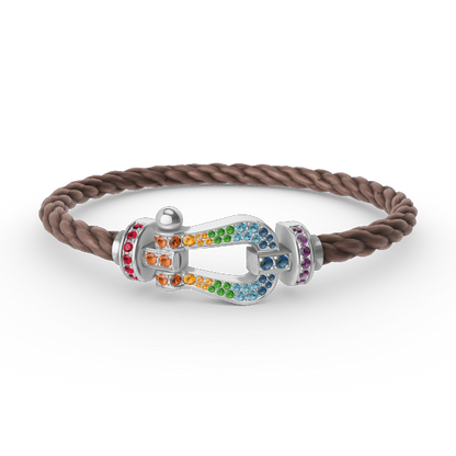 [Rose Jewelrys]FORC LARGE HORSESHOE  COLORED DIAMOND BRACELET SILVER