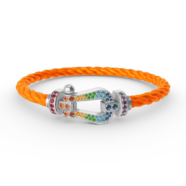 []FORC LARGE HORSESHOE  COLORED DIAMOND BRACELET SILVER