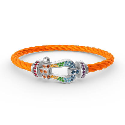 []FORC LARGE HORSESHOE  COLORED DIAMOND BRACELET SILVER
