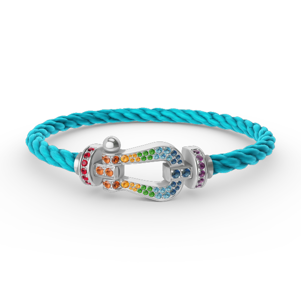 []FORC LARGE HORSESHOE  COLORED DIAMOND BRACELET SILVER