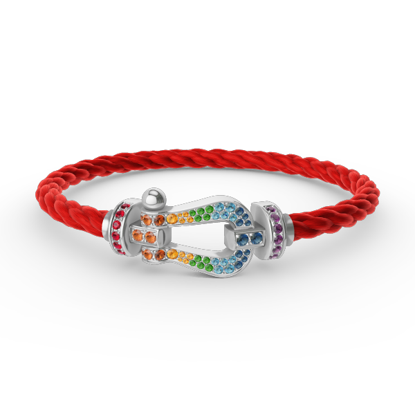 [Rose Jewelrys]FORC LARGE HORSESHOE  COLORED DIAMOND BRACELET SILVER