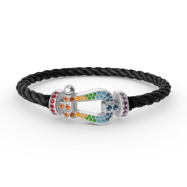 [Rose Jewelrys]FORC LARGE HORSESHOE  COLORED DIAMOND BRACELET SILVER