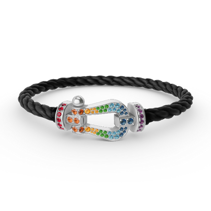 [Rose Jewelrys]FORC LARGE HORSESHOE  COLORED DIAMOND BRACELET SILVER
