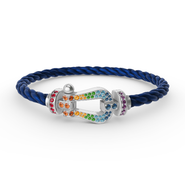 []FORC LARGE HORSESHOE  COLORED DIAMOND BRACELET SILVER