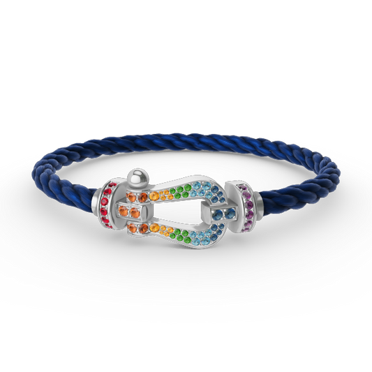 []FORC LARGE HORSESHOE  COLORED DIAMOND BRACELET SILVER